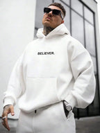 Devotee Letter Printed Hoodie - Trendy Sportswear Pi-Mart