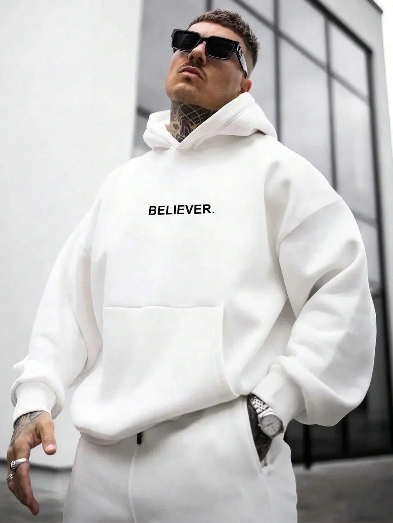 Devotee Letter Printed Hoodie - Trendy Sportswear Pi-Mart