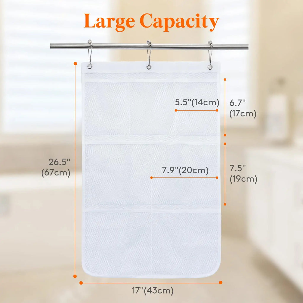 Hanging Storage Bag Mesh Shower Organizer Bathroom Storage Rack Home Organization Home Storage Organization Bathroom Accessories Lootquake LLC