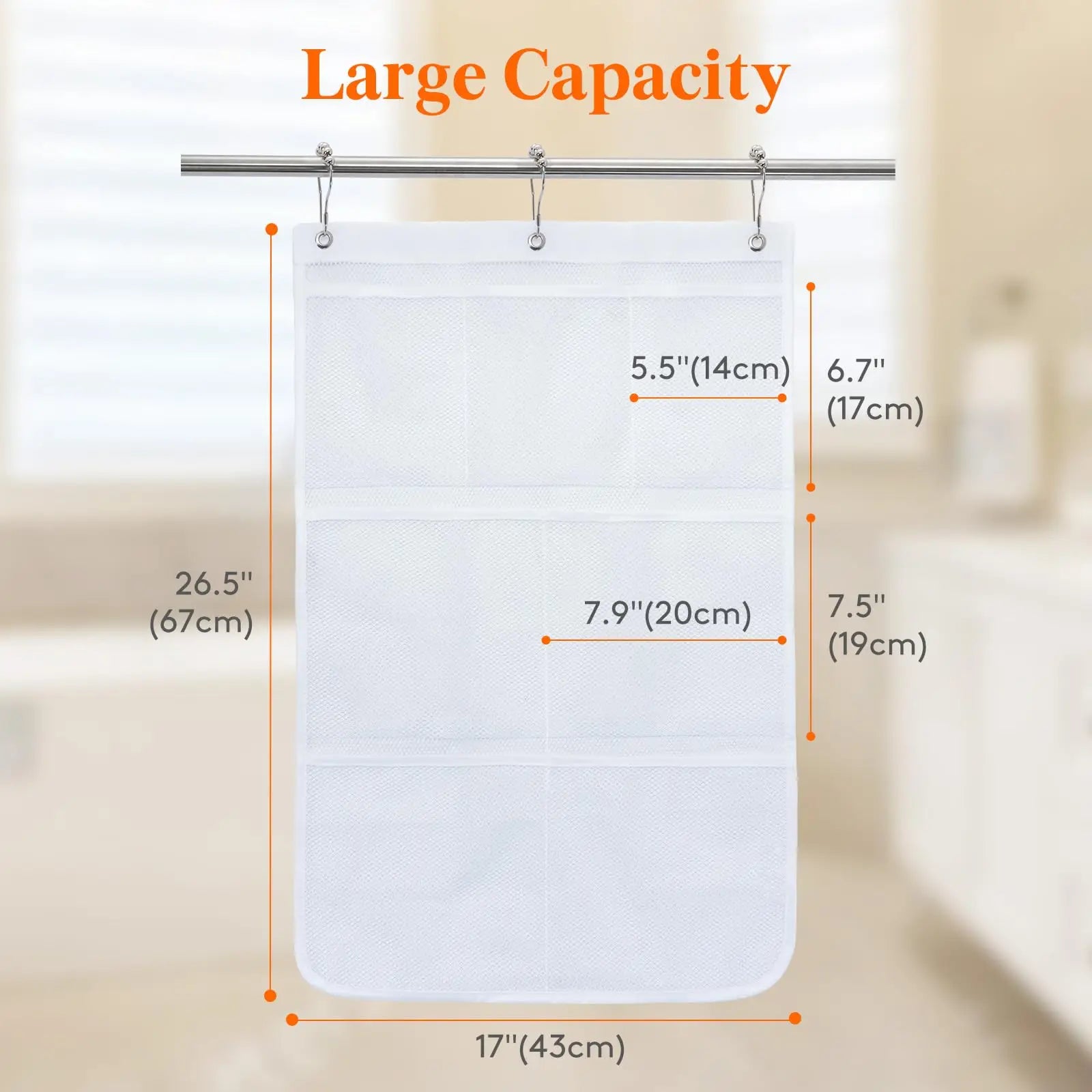 Hanging Storage Bag Mesh Shower Organizer Bathroom Storage Rack Home Organization Home Storage Organization Bathroom Accessories Lootquake LLC