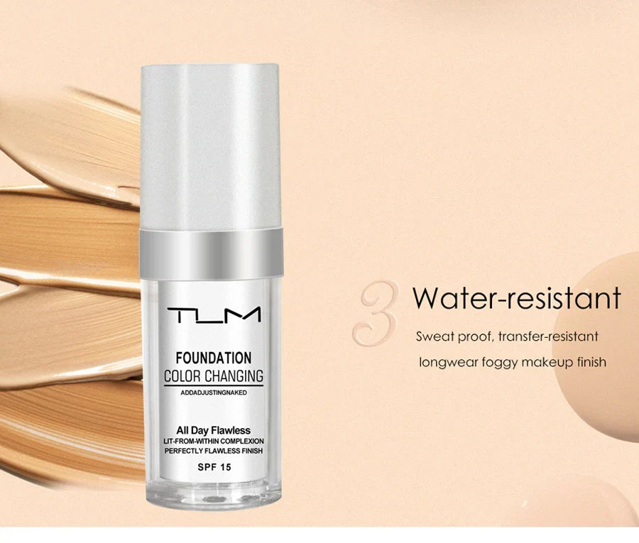 TLM TUM Liquid Foundation Cream Professional Full Coverage Face Concealer Waterproof Makeup Base Brighten Cover Dark Circles30ML Lootquake LLC