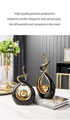 Abstract Ceramic Sculpture Golden Art Statue Modern Home Decor Accessories Living Room Desk Office Supplies Crafts Gifts