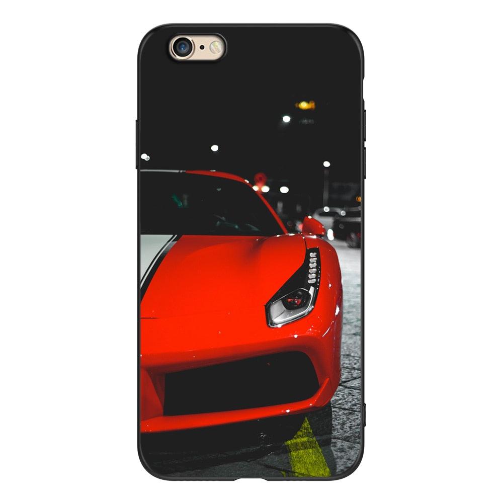 Cute Cover Soft Silicone Print Cars Print Phone Case For Iphone 5s 5 S Se 2016 4.0" Case Phone Cover On  Iphone 6s 6 S Plus Funda Bumper Black Case Sport Race Car Stevvex