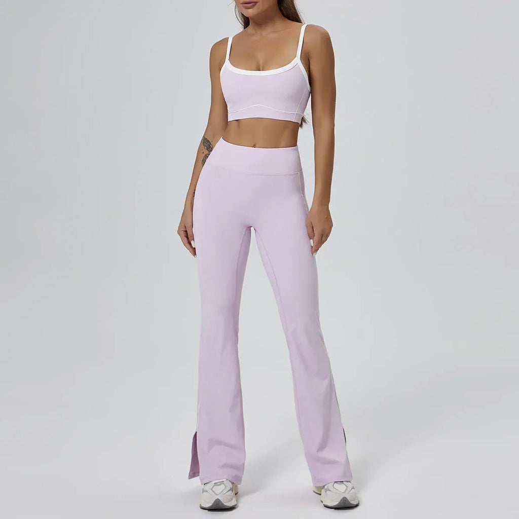 FlareLift Yoga Set: High-Waist Pants & Backless Bra THRIXINE