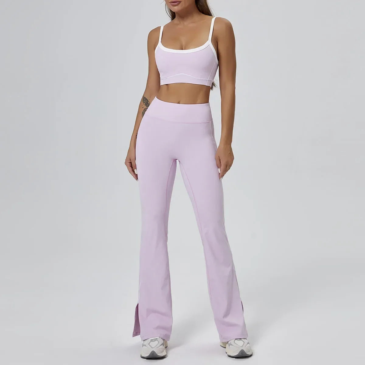 FlareLift Yoga Set: High-Waist Pants & Backless Bra THRIXINE