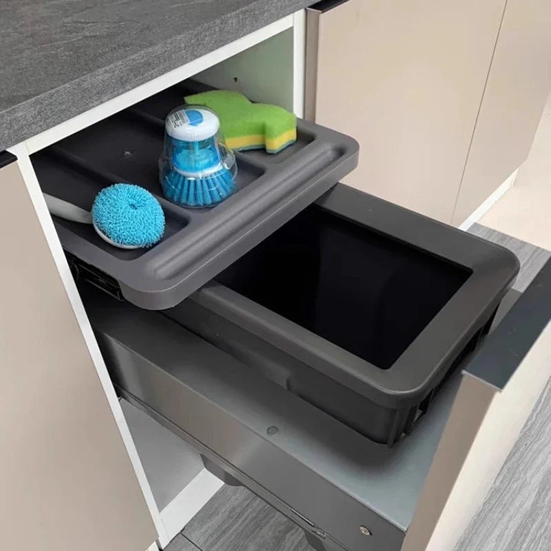 Large Capacity Waste Bins Food Waste Trash Can Kitchen Recycle Dustbin Built-in Cleaning Litter Bins Garbage Disposal Tools Lootquake LLC