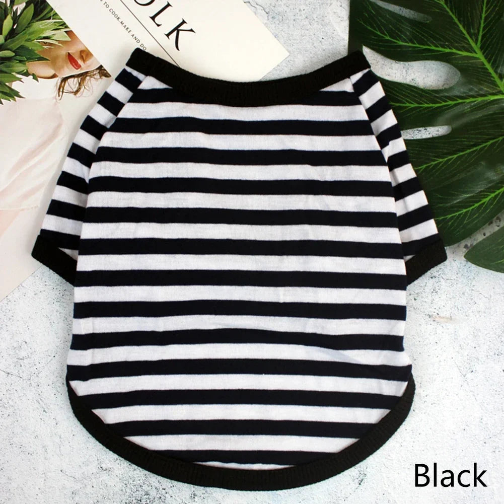 Stripe Spring Dog T-shirt Soft Small Medium Dog Puppy Clothing Shirt Vest Printed Pet Dog Puppy Vest T-shirt Dog Cloth Pi-Mart