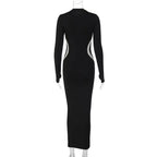 Hawthaw Women 2023 Autumn Winter Long Sleeve Party Club Streetwear Bodycon Black Long Dress Wholesale Items For Business