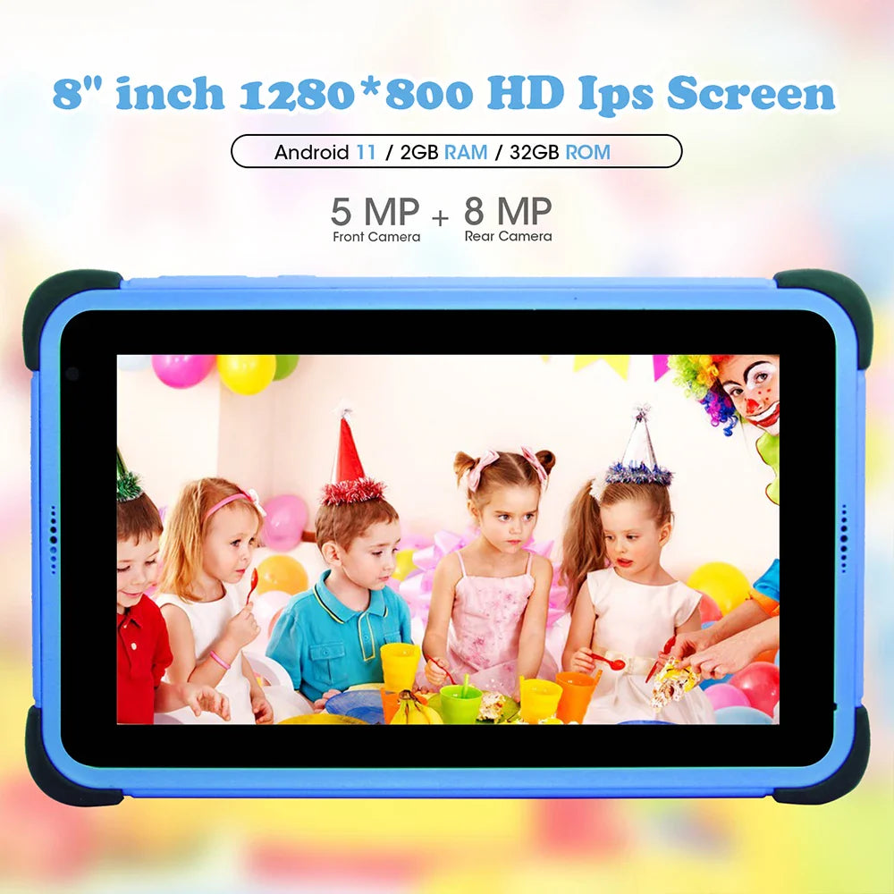 weelikeit 8 Inch Kids Tablet for Child Android 11 1280x800 IPS Children Study Tablet 2GB 32GB Quad Core 4500mAh Wifi with Stand Lootquake LLC