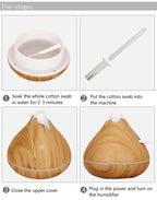 350ML USB aroma oil diffuser wood electric humidifier ultrasonic air humidifier mini aromatherapy LED light mist maker for home Lootquake LLC