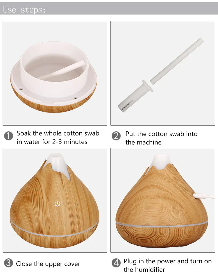 350ML USB aroma oil diffuser wood electric humidifier ultrasonic air humidifier mini aromatherapy LED light mist maker for home Lootquake LLC