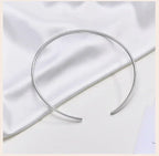 Choker Neck Cuff for Women, Open Collar Choker Torques Necklace Adjustable ,Simple Stainless Steel Jewelry