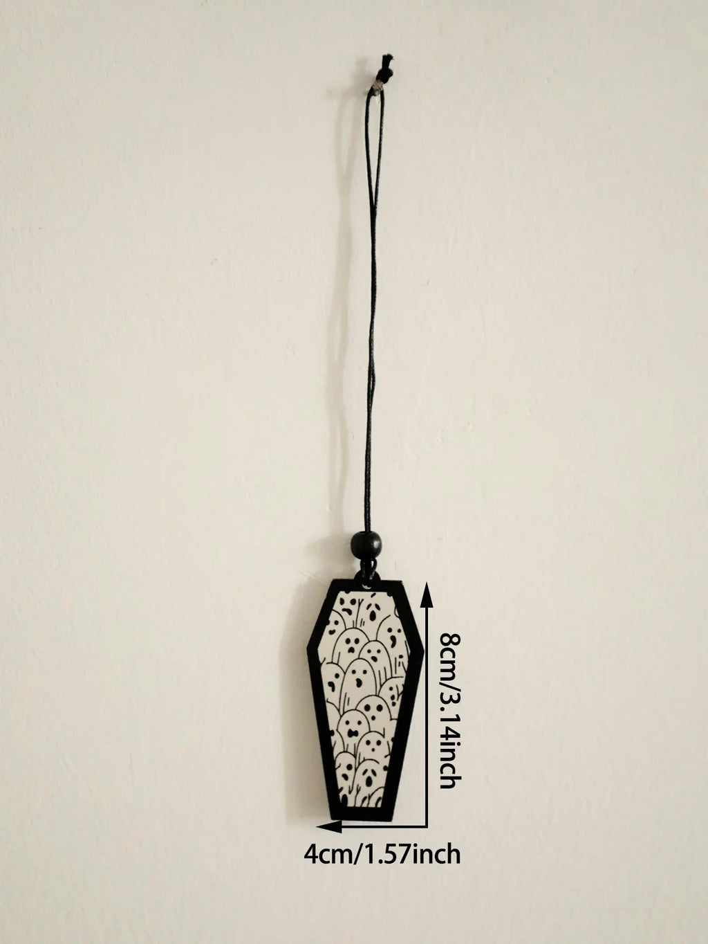 Halloween Wooden Coffin Hanging Decoration, Cute Ghost Decor Pendant, Car Rearview Mirror Ornament, Ideal Gift for Home & Party Lootquake LLC