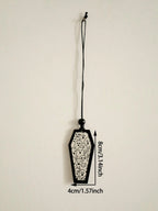 Halloween Wooden Coffin Hanging Decoration, Cute Ghost Decor Pendant, Car Rearview Mirror Ornament, Ideal Gift for Home & Party Lootquake LLC
