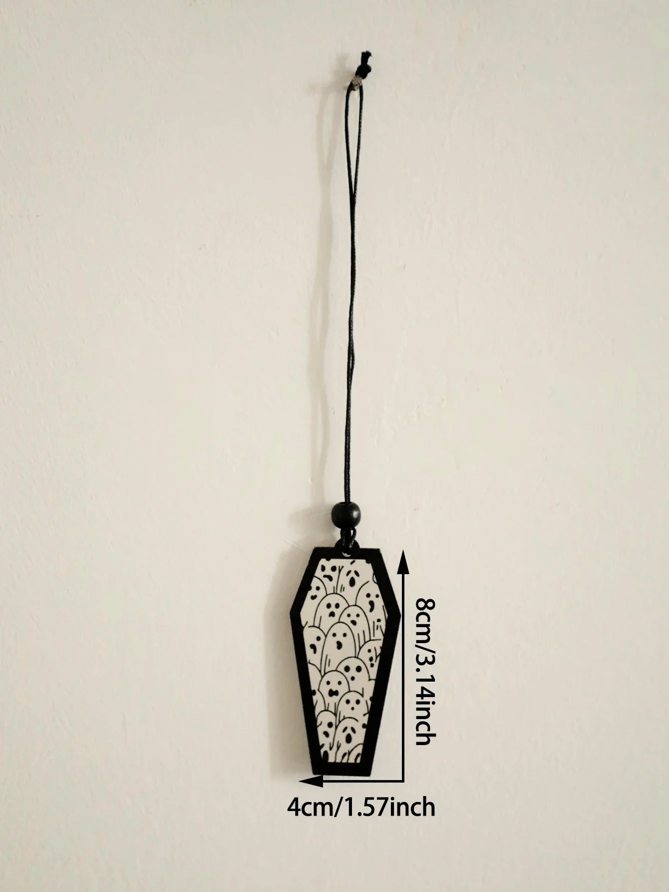 Halloween Wooden Coffin Hanging Decoration, Cute Ghost Decor Pendant, Car Rearview Mirror Ornament, Ideal Gift for Home & Party Lootquake LLC