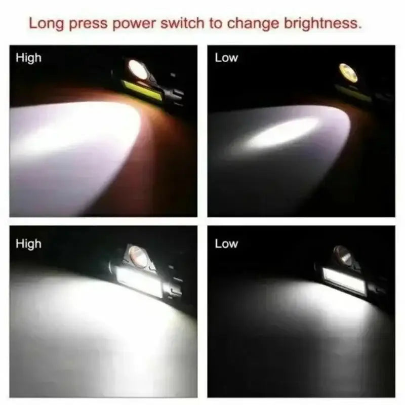 1pcs Rechargeable Fishing LED Headlamp Camping Headlight XPE COB Work Light 2 Lighting Modes With Tail Magnet Detachable