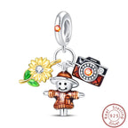S925 Sterling Silver Princess Golf Hamster Camera Travel Three Piece Set Charms Beads 3mm DIY Fine Jewelry Making Lootquake LLC