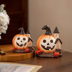 Decorative Resin Halloween Pumpkin House Unique Handmade Haunted House Ornaments Scary Pumpkin Figurine Festival Decor