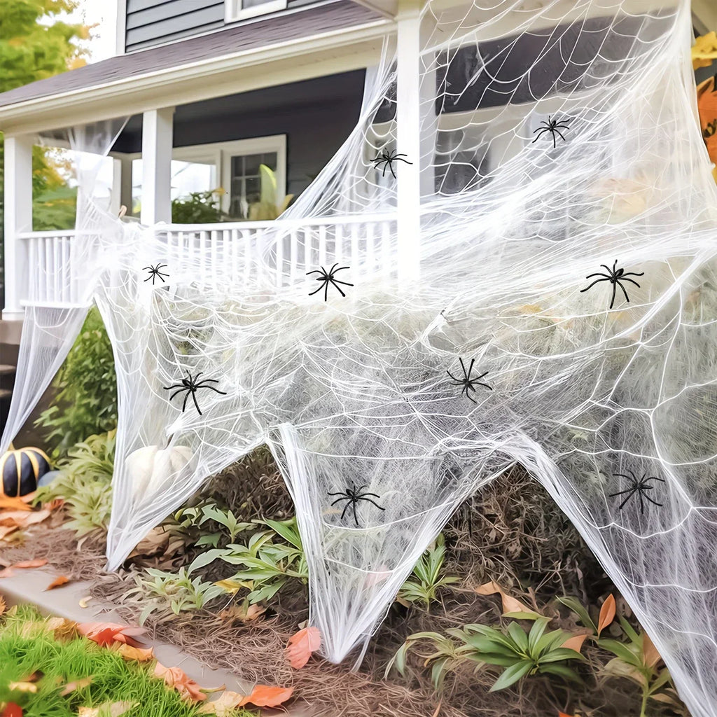 Halloween Decorations Artificial Spider Web Stretchy Cobweb Scary Party Halloween Decoration for Bar Haunted House Scene Props Lootquake LLC