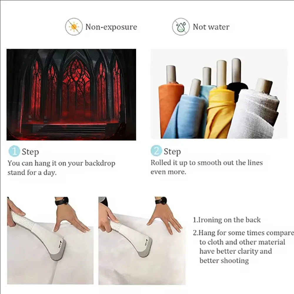 Halloween Decorations  Vintage Castle Wall Backdrop Photography Photos Stone Arched Door And Windows Design Studio Party Decor Lootquake LLC