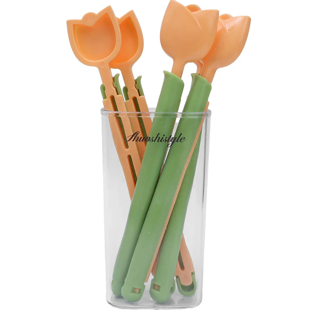 5Pcs Tulip Seal Clips Kitchen Food Snack Seal Sealing Bag Clips with Magnetic Storage Box Reusable Bag Sealer Home Storage Tools Lootquake LLC
