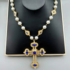 Cross Pendant Necklace with pearl Female Silver 925 and steel Jewelry For Women Fashion girls Lootquake LLC