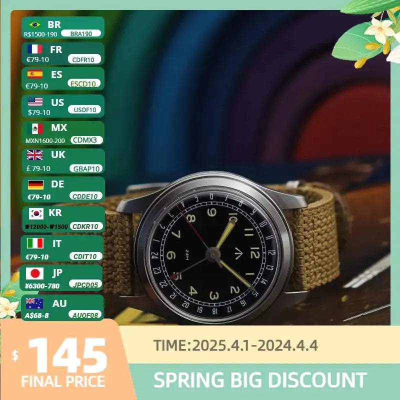 Merkur Retro Watch 50m Skin Diver Watch Vintage 24H Automatic Mechanical Watch  38mm Luminous Waterproof Watch Relogio Masculino
