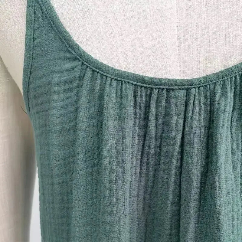 Casual 100% Cotton Summer Women's Long Dress Loose Solid Sleeveless Backless Streetwear Elegant  Female Dress Vestidos Robe Lootquake LLC
