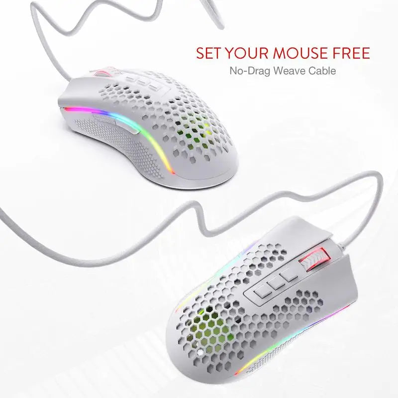 Redragon M808 Storm Lightweight RGB LED USB Gaming Mouse 12,400 DPI Optical Sensor 7 Programmable Buttons Precise Regist Lootquake LLC