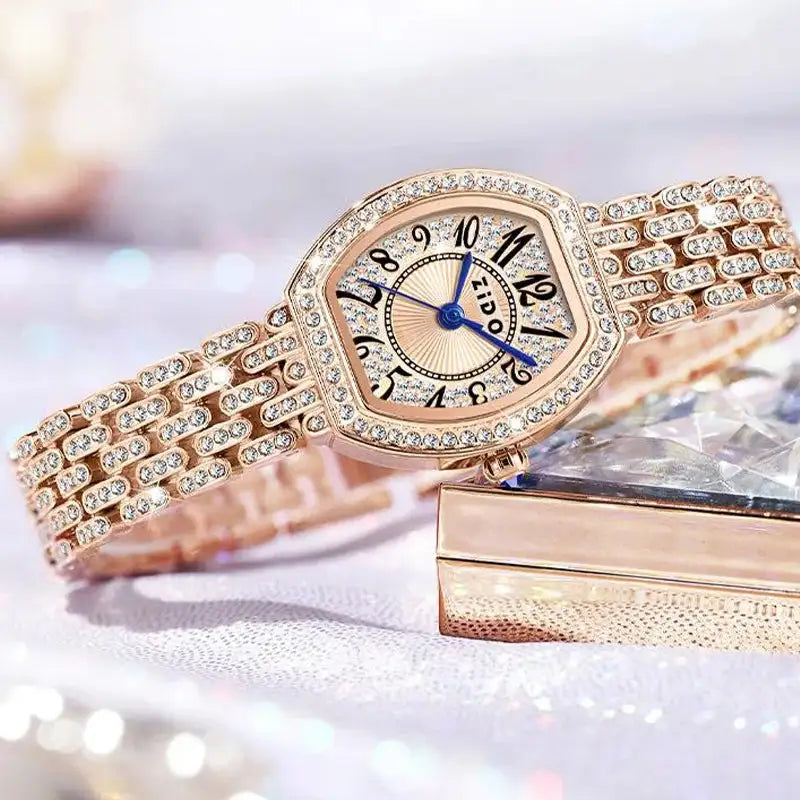 UTHAI L95 Women's Watch Light luxury Retro Barrel Shaped Digital Diamond inlaid Waterproof Ladies Fashion Quartz Clock Watches