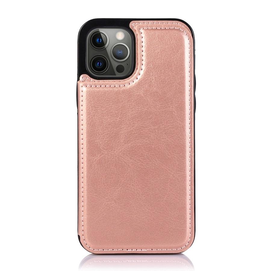Wallet Stand Cover Flip Leather Case For iPhone 14 Pro Max 13 Pro Max 12 Pro Max 11 Pro Max Soft PU Leather Card Case With Kickstand Slim Double Magnetic Clasp Protective Cover Stevvex