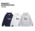 2026 Womens Casual Dog Print Hooded Sweatshirt Loose Long Sleeve O Neck Solid Color With Pockets Fashion Spring Summer Outwear