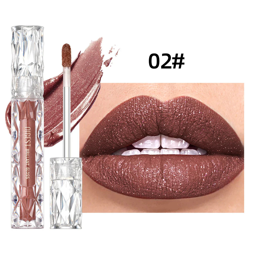 QIBEST Waterproof Diamond Shimmer Glitter Lipgloss Matte Liquid Lipstick Shiny Pearl Lip Glaze Long Lasting LipTint Women Makeup Lootquake LLC