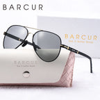 BARCUR Oversize Polarized Sunglasses for Women Trendy Double Beam Design Metal Elliptical Frame with UV400 Protection Fashionable Sun Glasses for Summer Outdoor & Daily Wear Stevvex