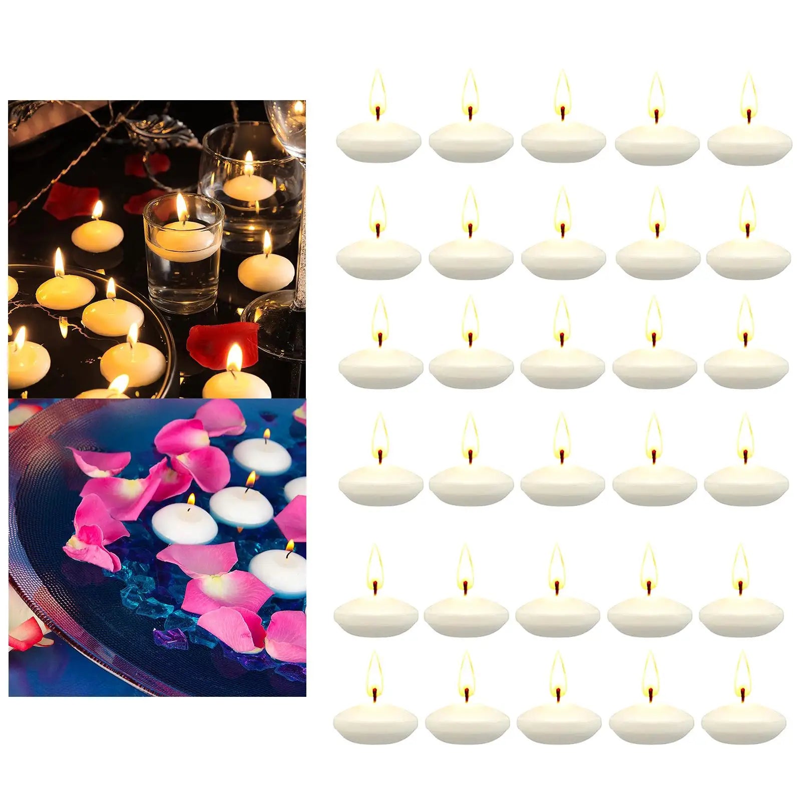 30Pcs Romantic Unscented Floating Candles DIY Round Decor Party Supplies for Dinners Anniversary Weddings Valentines Events Lootquake LLC