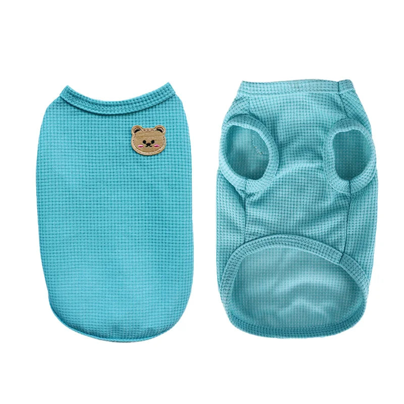 Pet Clothes Spring Summer Cat Dog T-shirt Breathable Waffle Vest Puppy Kitten Pet Supplies Chihuahua French Bulldog Clothing Pi-Mart