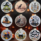 Halloween-themed pattern hand-embroidery DIY set material package, the set includes needles, threads, embroidery strips, and an Lootquake LLC