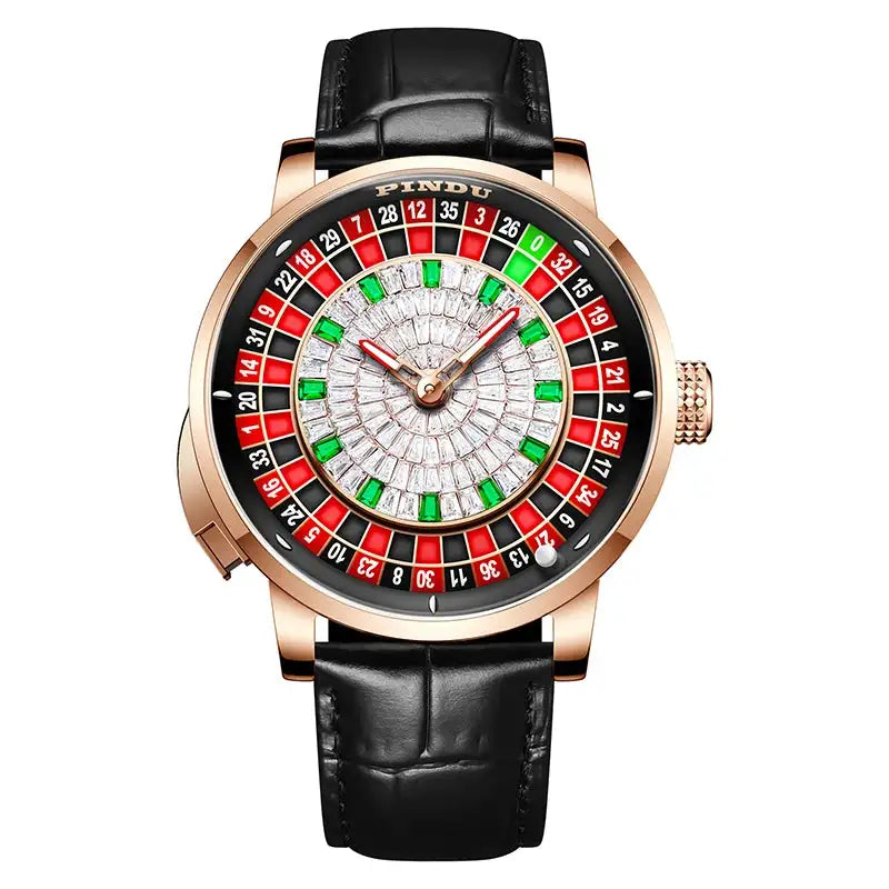 Pindu Player Gambling Series Men's Watch European Roulette Poker Game Fully Automatic Mechanical Sports Design Party Watch