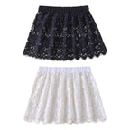 Women Eyelash Floral Lace Shirt Extender Adjustable Layered Faux Top Hem Lower Sweep Mini Skirt Half Slip Underskirt