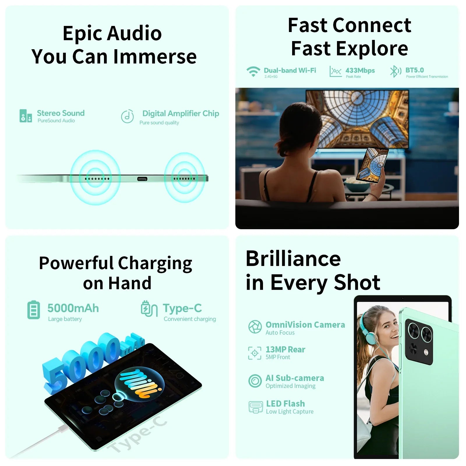 Teclast M50Mini, 8.7 Inches Tablet, 8 Cores, Android 14, 4g Phone Call, (6Gb+10Gb)16Gb Ram, 128Gb Rom, 1340X800, Unisoc T606, 13Mp+5Mp Lootquake LLC