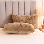 Camel King Size Faux Fur Velvet Plush Duvet Cover Set with Pillowcases, Ultra Soft & Warm Pi-Mart