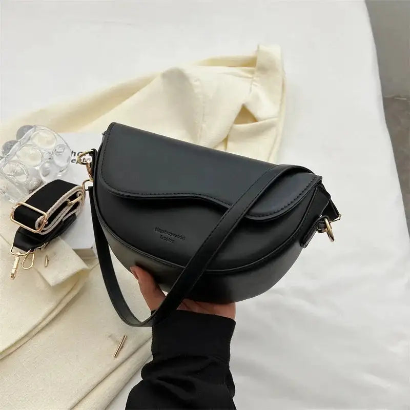 Small PU Leather Saddle Armpit Bags for Women 2024 Summer Chain Shoulder Crossbody Bag Ladies Vintage Underarm Handbags bolsa