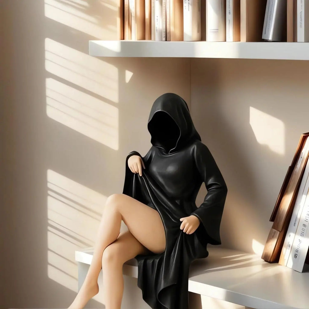 Mysterious Statue Black Robe Queen Bookshelf Statue, suitable as a gift for friends and family. Office desk decoration sculpture Lootquake LLC