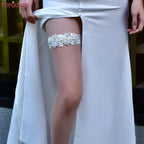 TOPQUEEN ST40 Sexy Lace Flower Thigh Ring Crystal Beaded Pearls Wedding Garter Belt  Bridal Cosplay Fashion Stocking Ring