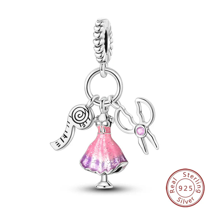 S925 Sterling Silver Princess Golf Hamster Camera Travel Three Piece Set Charms Beads 3mm DIY Fine Jewelry Making Lootquake LLC