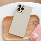 Fashion Candy Color Square Soft Silicone Phone Case For iPhone 13 11 12 Pro Max Bumper Shockproof Cover Square Silicone Camera Case Ultra Thin Lightweight Silky Soft Case Compatible with iPhone Stevvex