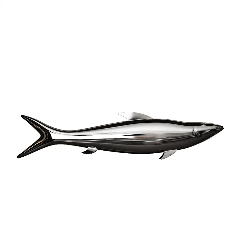 Stainless steel fish sculpture, outdoor lawn, pool, landscape decoration, mirror, crafts