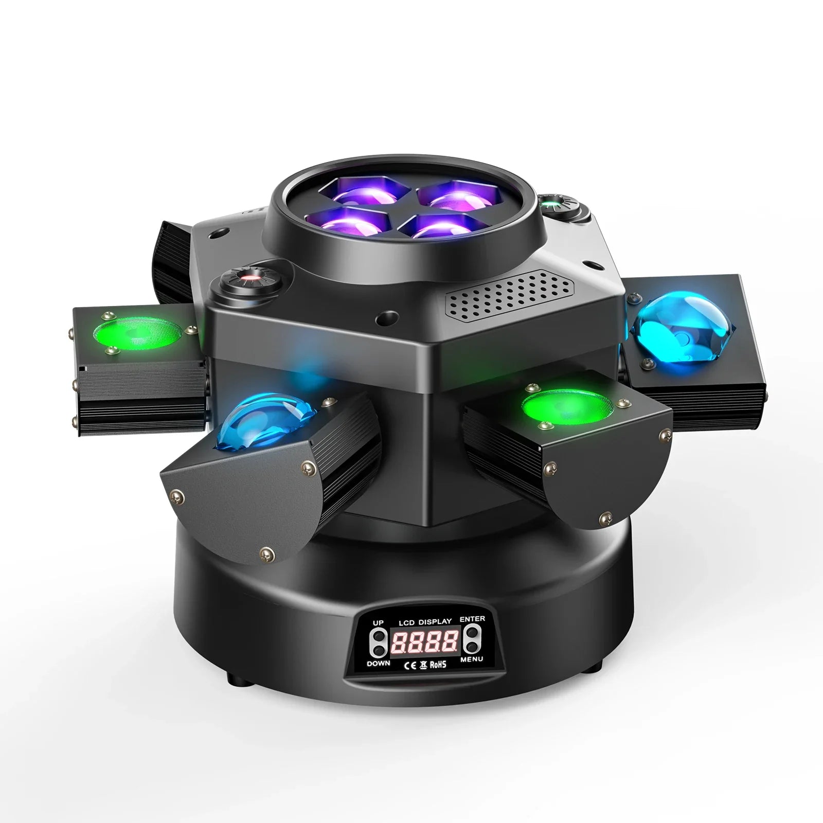 Yiflamefly 150W Moving Head DJ Lights 6 Arms Party Lights RGBW 4IN1 LED Stage Lighs DMX512 For Wedding Party Disco KTV Wedding Lootquake LLC