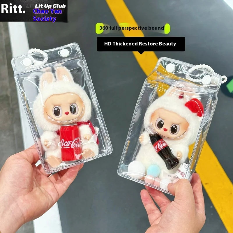 Labubu Fully Transparent Square Walking Bag Labubu Sitting Posture Protective Cover Labubu Protective Cover Display Bag Fashion Lootquake LLC