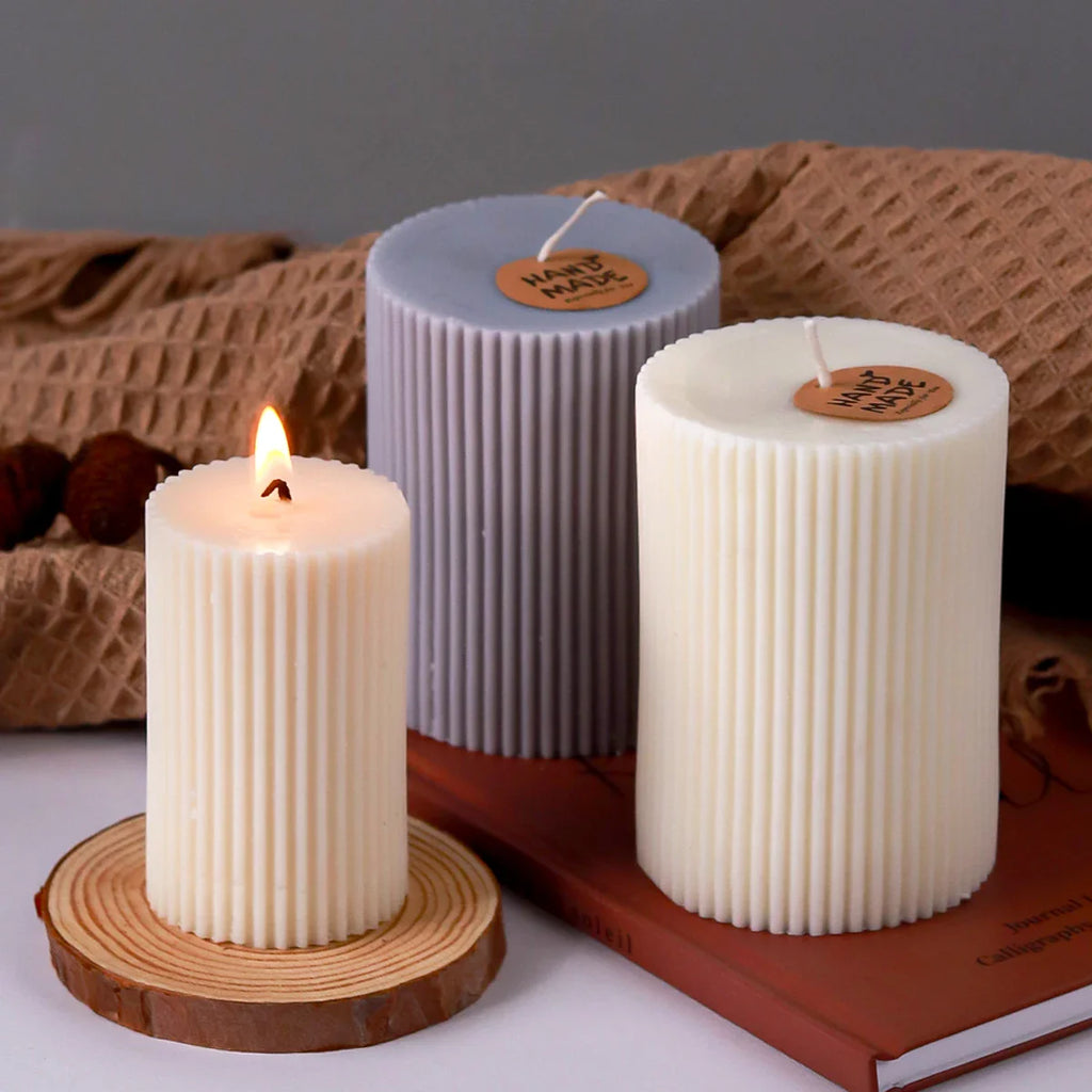 Striped Cylindrical Candle Silicone Mold Handmade Scented Candle Making Wax Mould DIY Crystal Epoxy Resin Craft Molds Home Decor Lootquake LLC